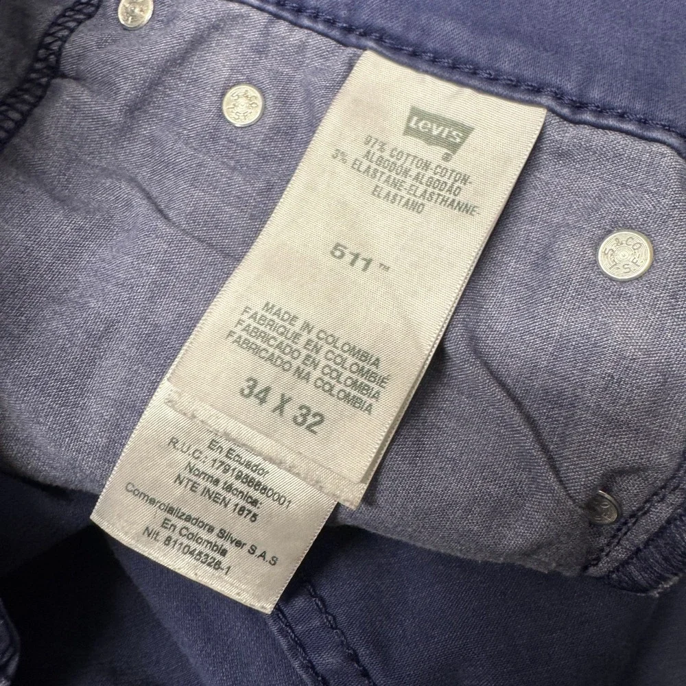Levi's 511 Pants Mens 34x32 (34x31 ACTUAL) Slim Fit Purpleish Blue Chino Vintage